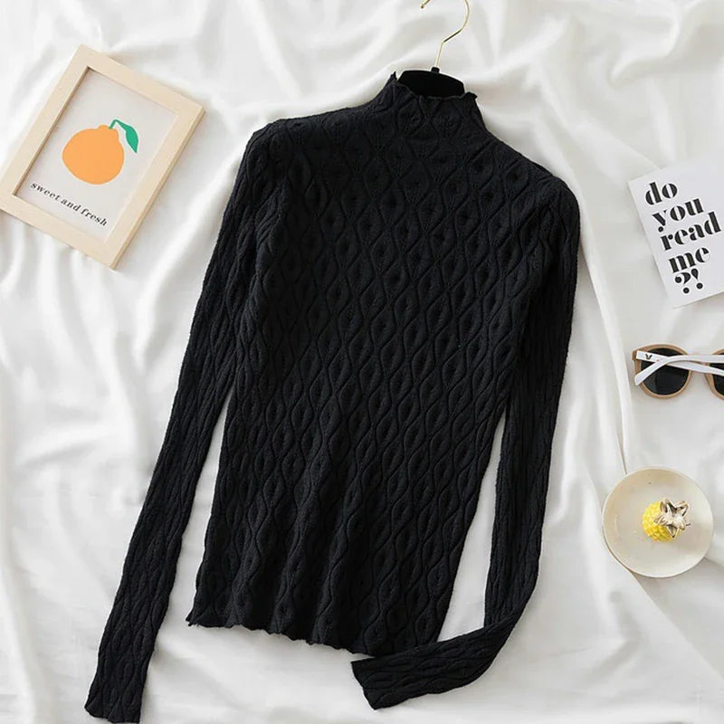Cashmere Turtleneck Women Sweaters Slim Tops Autumn Winter Warm Pullover Office Lady Knitted T-shirts Jumper Soft Pull Female