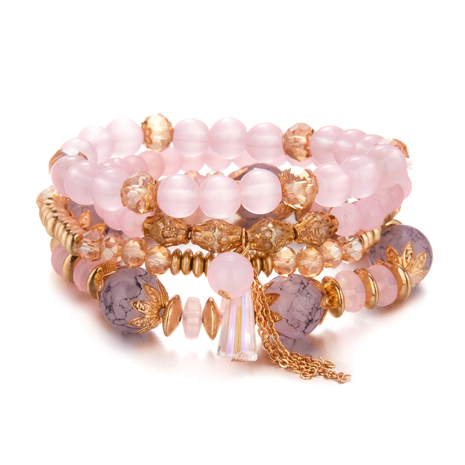 Bohemian Multilayer Crystal Beaded Bracelets For Women Charm Link Chain Irregular Geometric Bracelet Bangle Ethnic Jewelry Gifts BR18Y0489-2