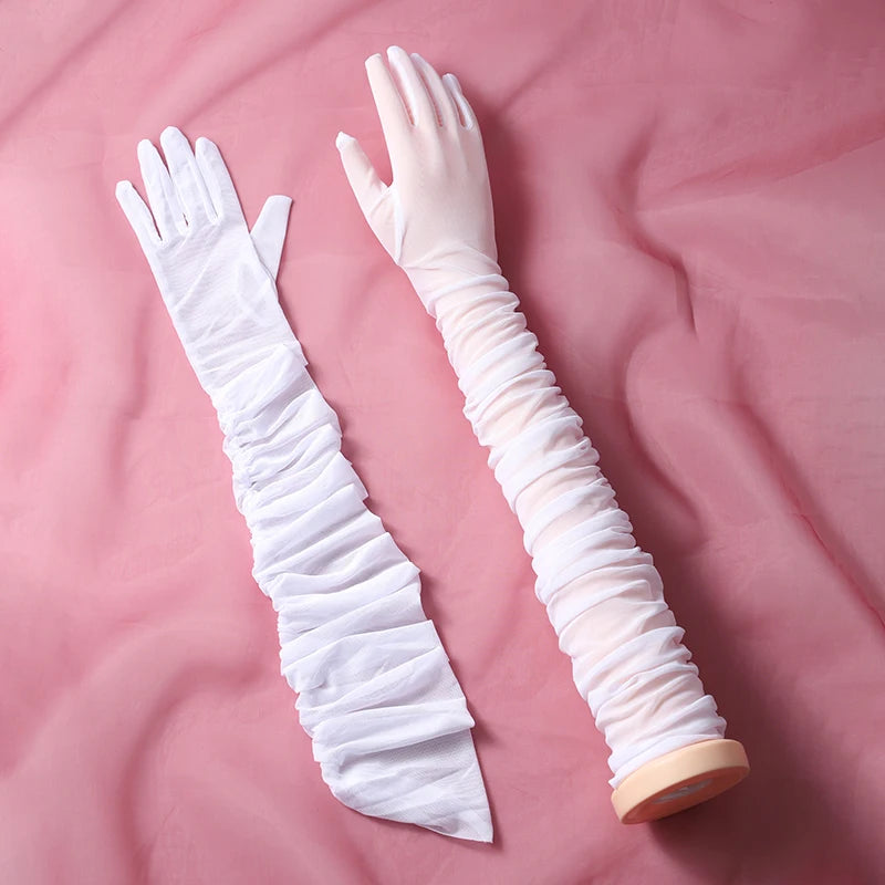 Wedding Bride Accessories Silk Gloves Long Short Dating Party Summer Elegance For Women and Girls ST-0070-B