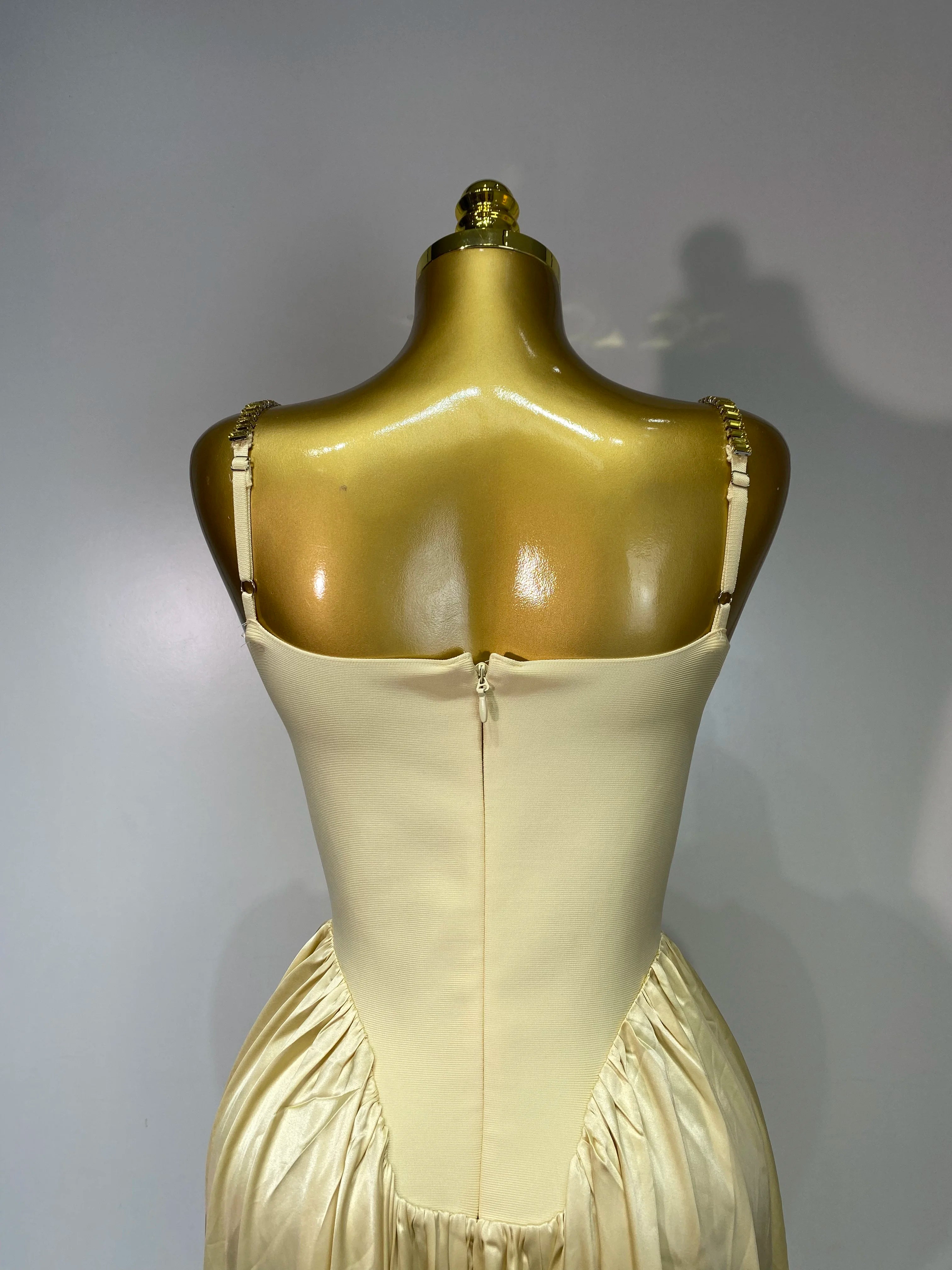 Women Sexy Strap Chain Sleeveless Long Dress Fashion Slimming Hundred Fold Dresses Elegant Evening Party Wedding Guest Gowns