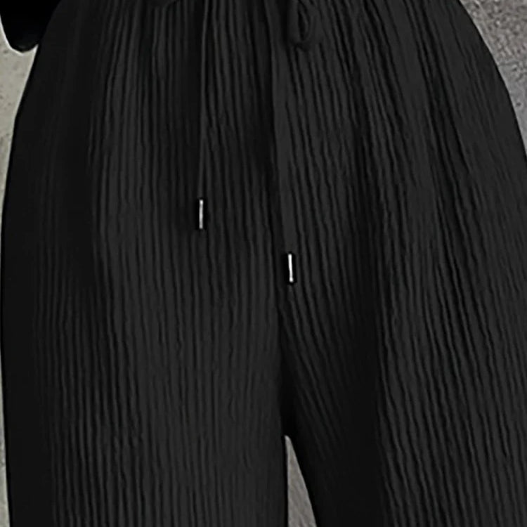 Women Solid Color Straight Leg Pants Simplicity Fashion Loose Comfortable Casual Versatile Elastic Band New Wide Leg Pants