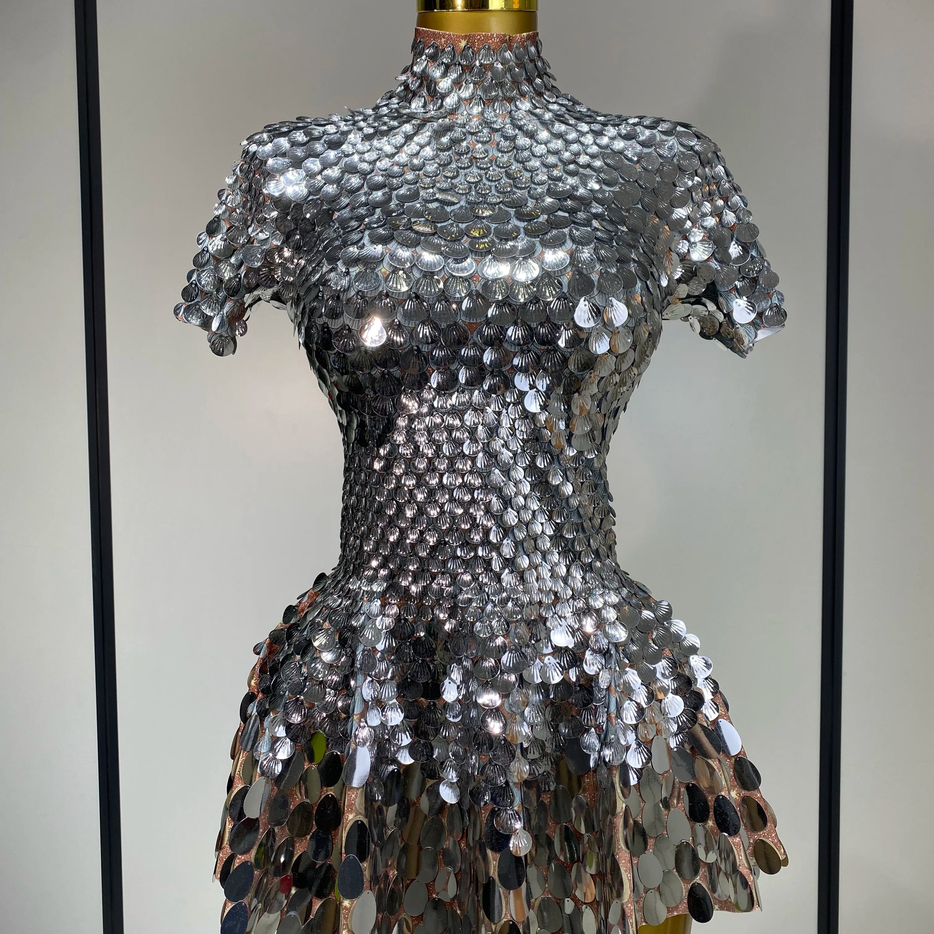 Sparkly Sequins Luxury Birthday Party Gown Short Dress Dancer Stage Performance Wear Women Sexy Nightclub Dress Festival Outfit