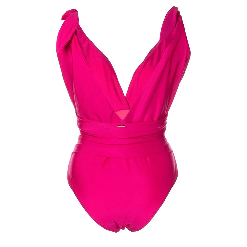 Swimwear Women 2024 Sexy One Piece Swimsuits Deep-v Beachwear Ruffled Plus Size Bathing Suit Luxury Designer Micro Bikinis Set