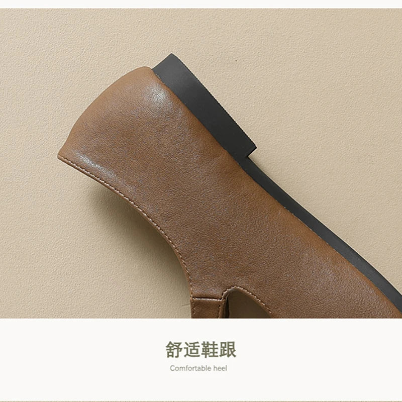 spring women's outerwear shoes Round toe design Mary Jane shoes Ladies' casual flat shoes Work boat shoes Large sizes 41-43