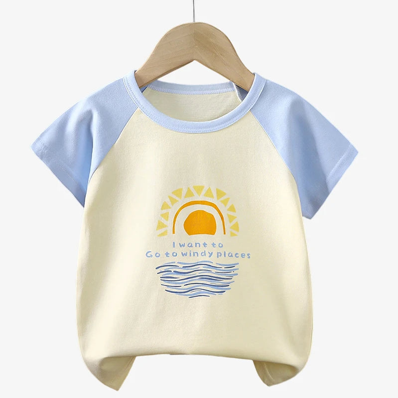 Children's Clothing T-Shirt Kids Clothes Boys Girls Summer Cartoon Tops Short Sleeve Clothes 100% Cotton Baby Clothing
