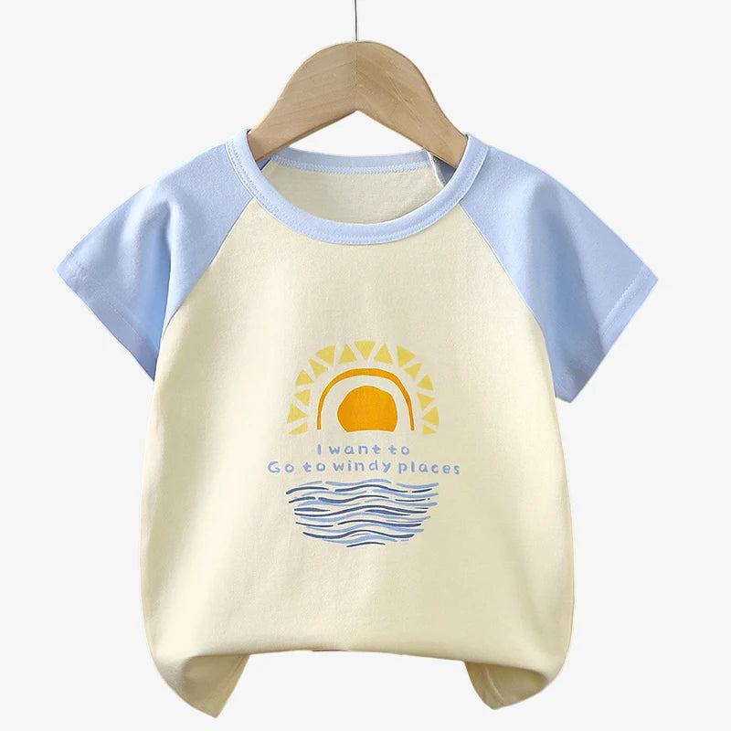Children's Clothing T-Shirt Kids Clothes Boys Girls Summer Cartoon Tops Short Sleeve Clothes 100% Cotton Baby Clothing