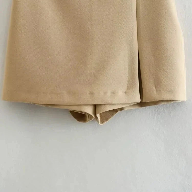 TRAF 2023 summer women's skirt shorts fashion retro high waist zipper side Y2K skirt women's fashion straight skirt shorts