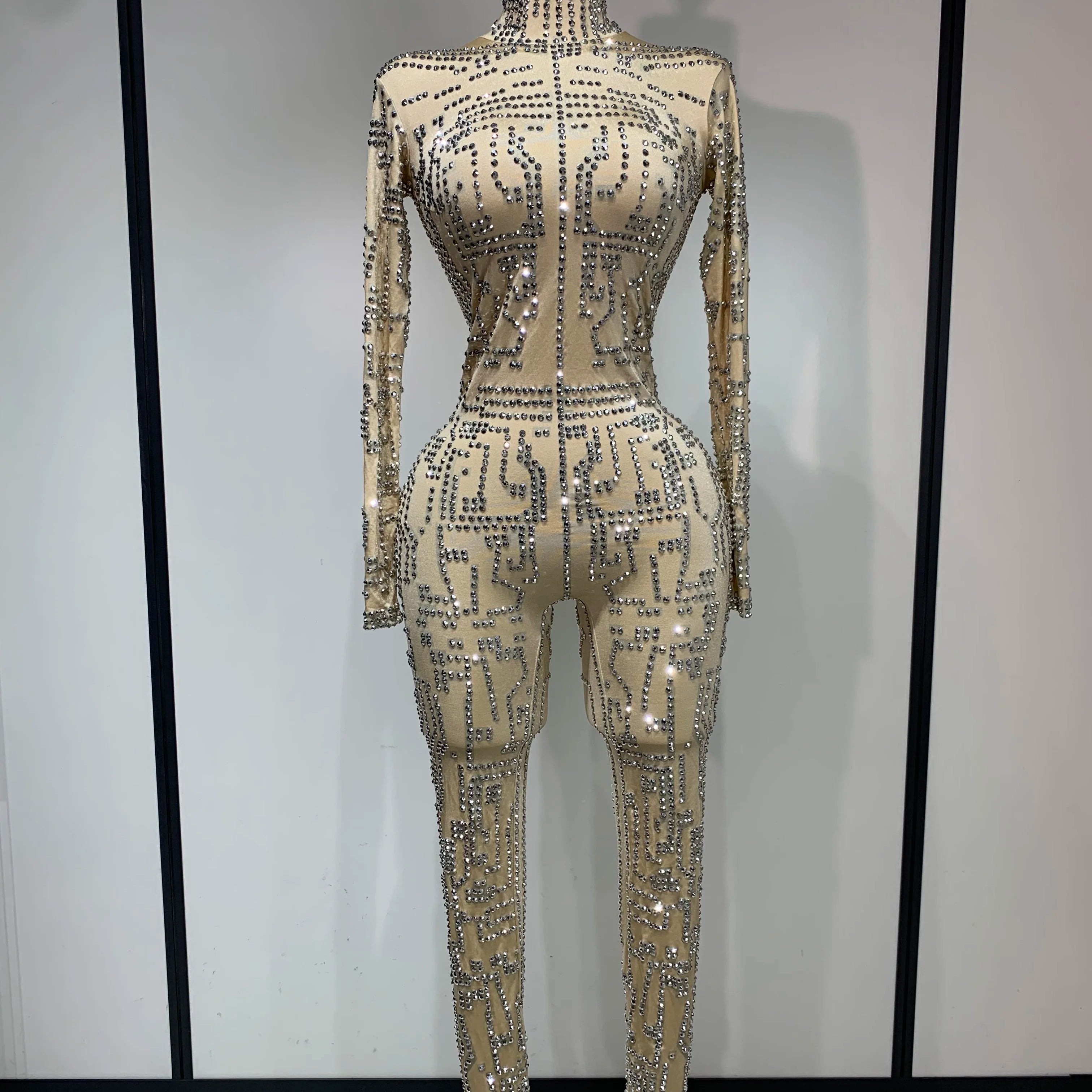 Shining Rhinestones Jumpsuits for Women Sexy Stretch Dance Jumpsuit Birthday Party Nightclub Stage Wear Drag Queen Costumes