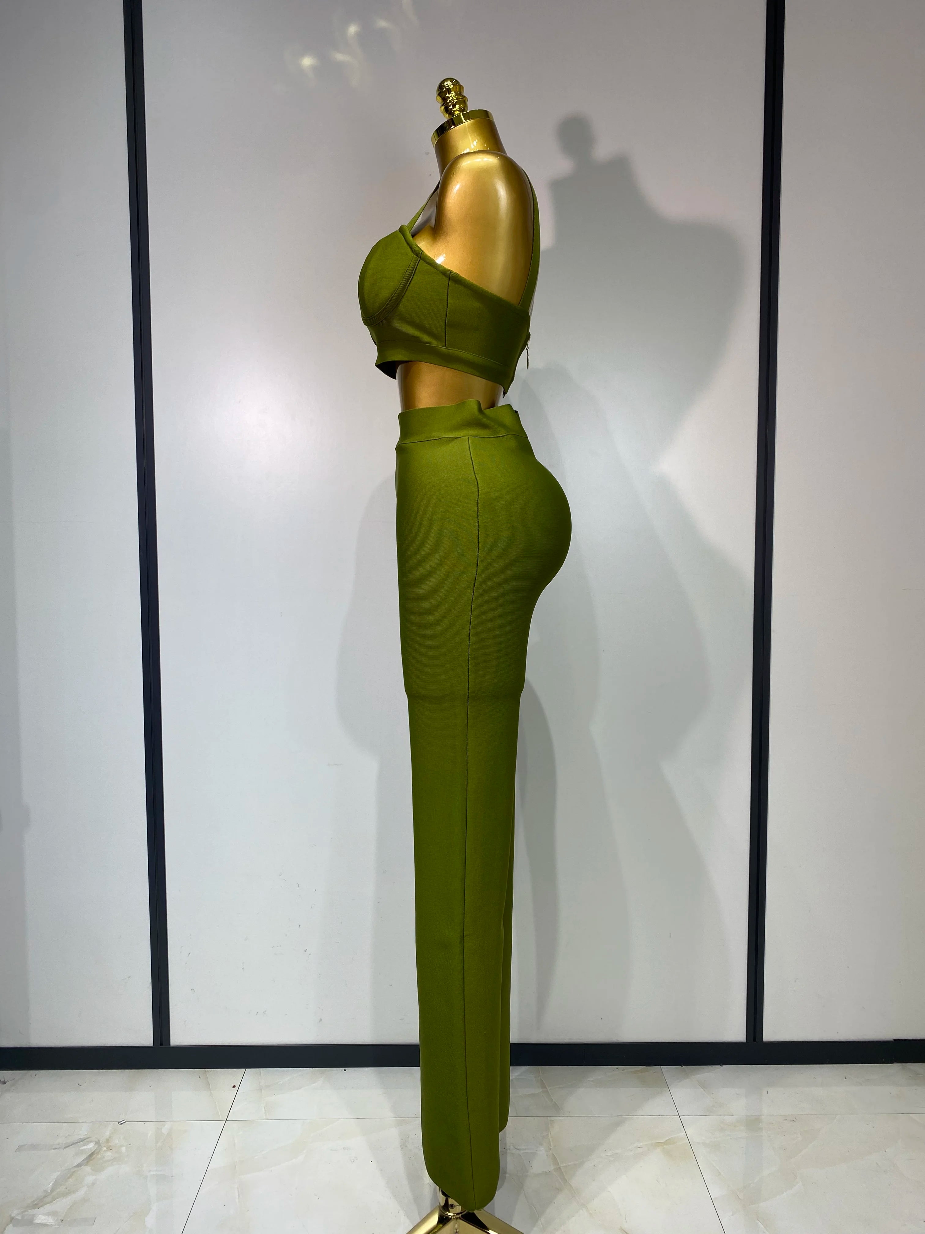 Women Sexy Bandage Crop Top Pant Set Evening Party Club Luxury Birthday High Street Fashion Elegant Luxury Birthday Outfit 