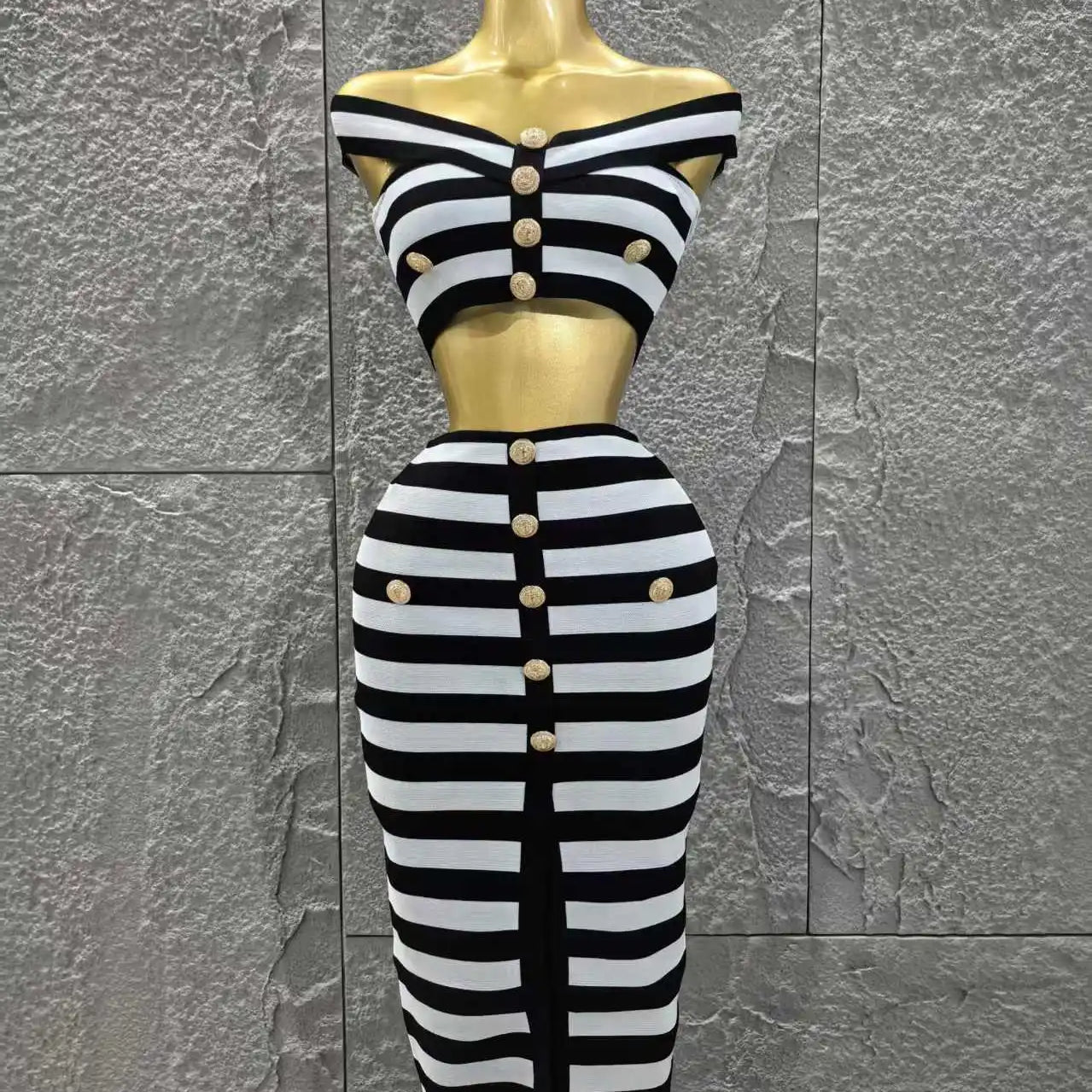 High Quality Women Sexy Slash Neck Off the Shoulder 2 Pieces Bodycon Long Bandage Dress Nightclub Party Bar Fashion Outfit