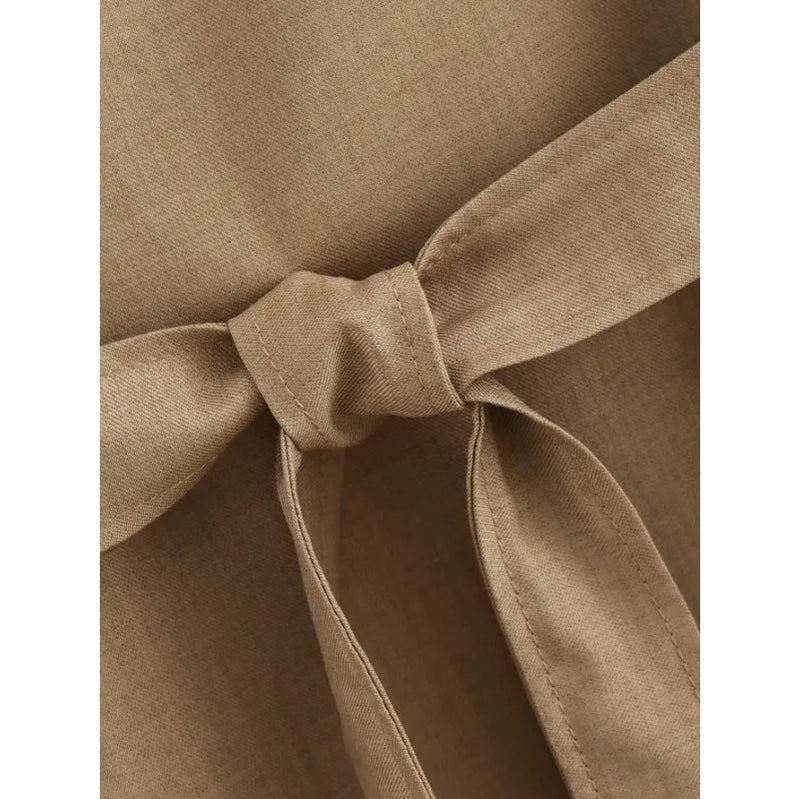 TRAF ZR Set of Two Pieces for Modern Women Khaki Sets for Women 2 Pieces Elegant Minimalist Korean Style Set Cozy Sets