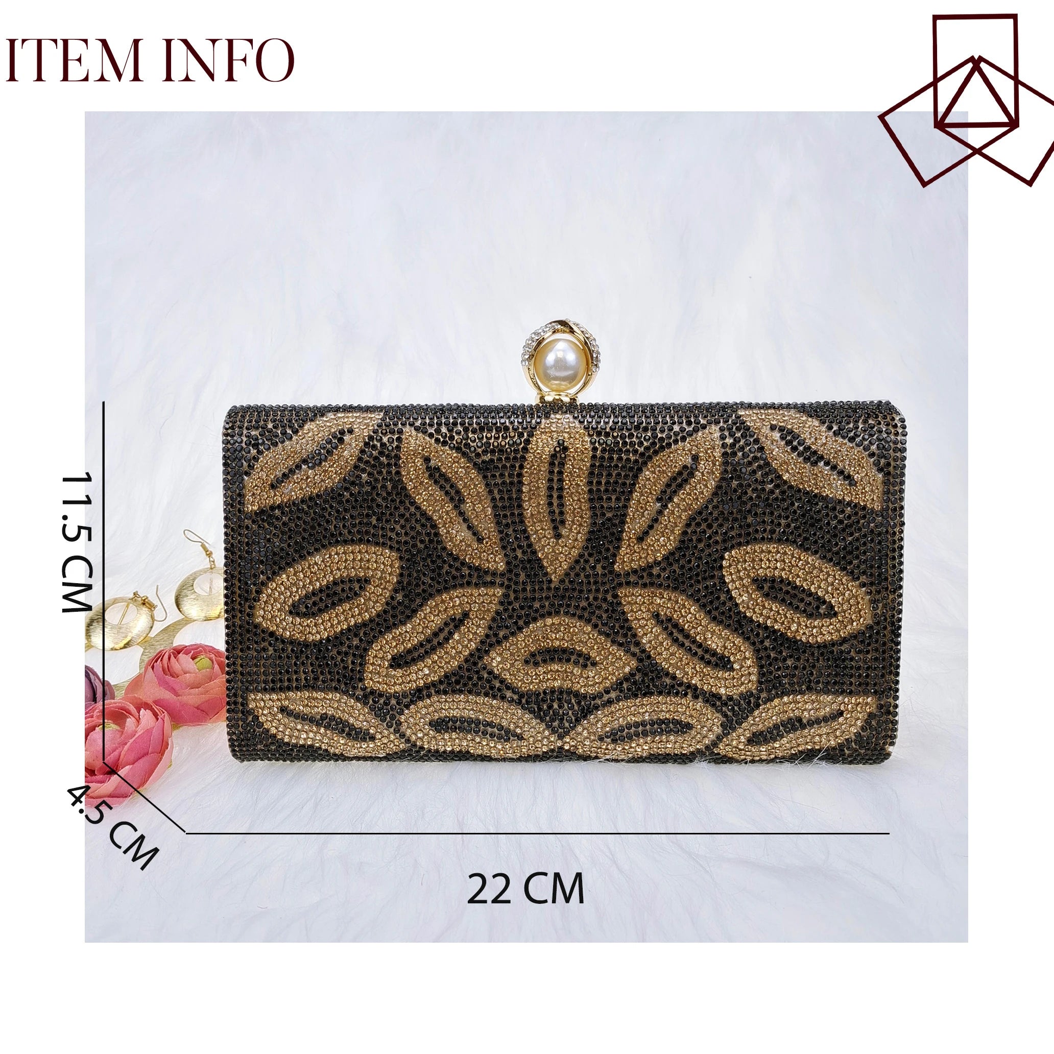 Fashion Mobile Phone Handbag Evening Party Bag Rhinestone Decoration Banquet Bag Gold (20cm<Max Length<30cm)