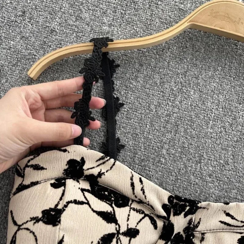 Women Summer Sweet Elastic Camis Underwear Padded Bra Spaghetti Cute Crop Tops Print Tank Tops for Women Backless Tops