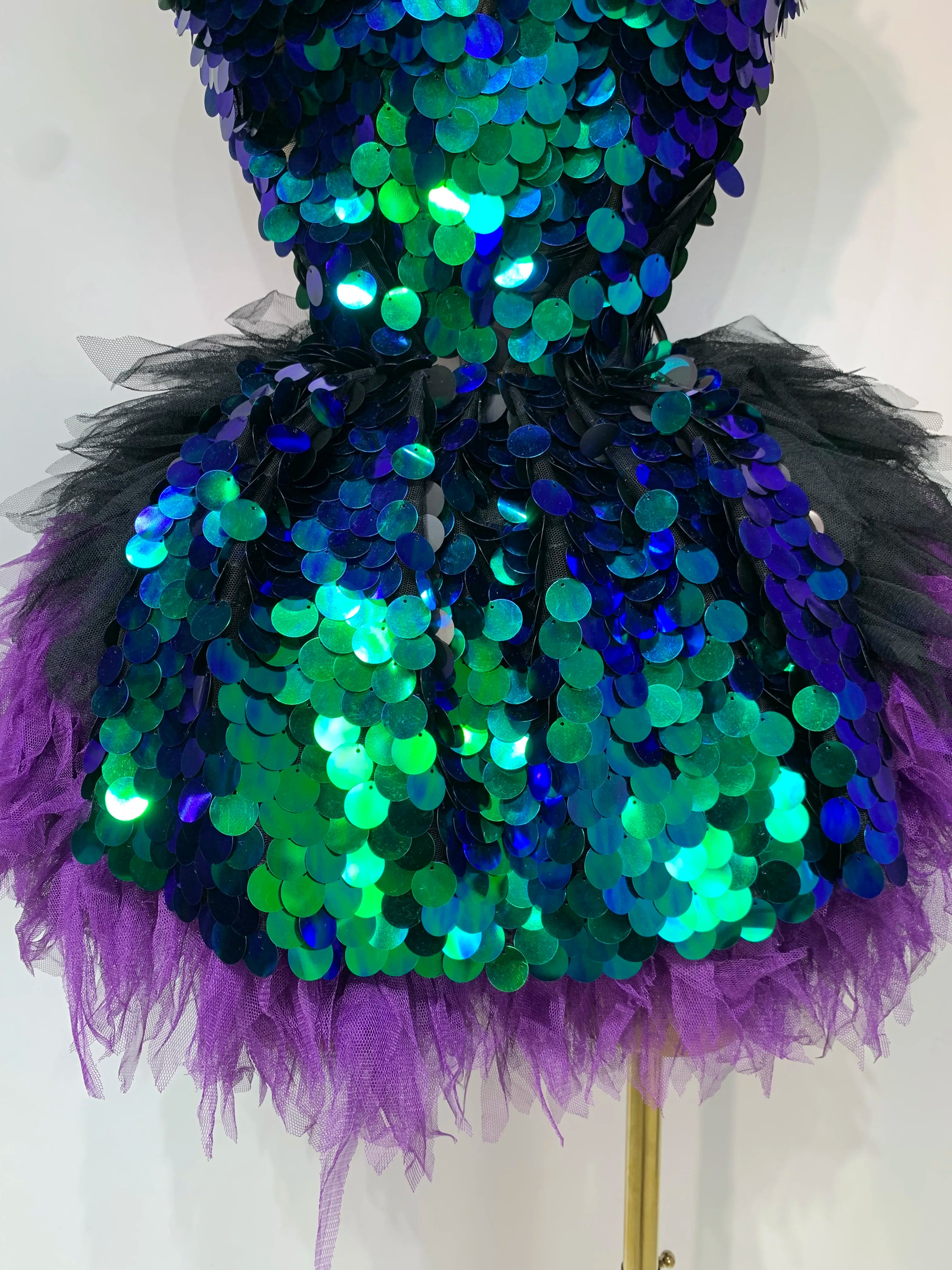 Two Pieces Set Women Stage Performance Costume Birthday Evening Party Nightclub outfit Drag Queen Sexy Backless Mini Skirt Set