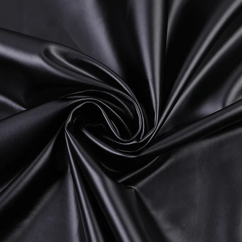 Women High Neck Faux Latex Maxi Dress Ladies Half Sleeve Shiny Patent Leather Bodycon Dress Party Floor Length Clubwear Custom