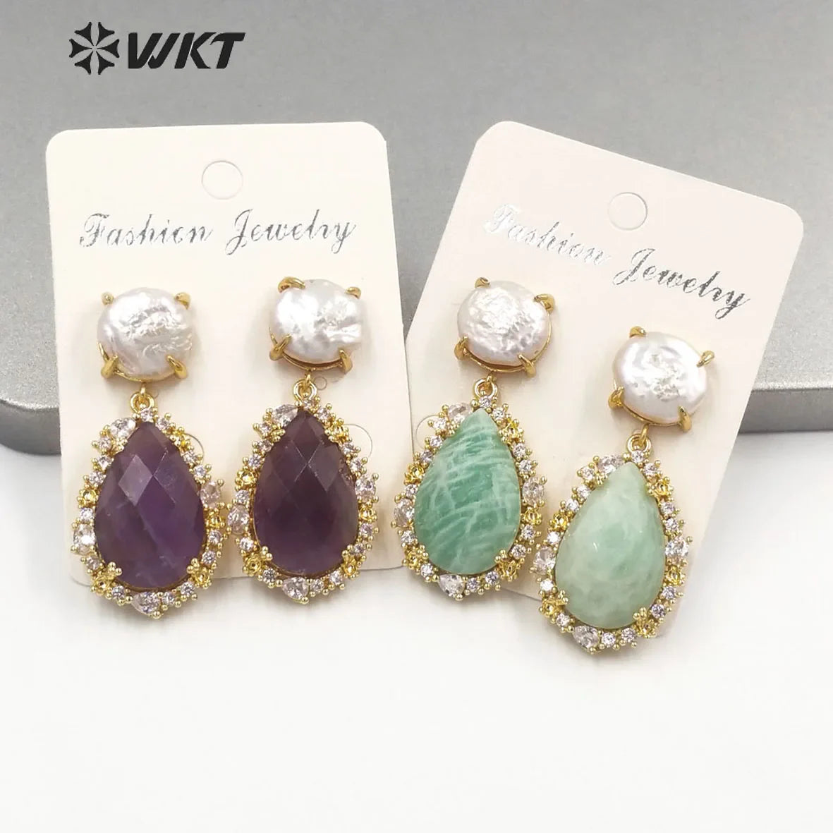 WKT-E698 WKT 2022 Elegant gift earrings new style gemstone gold-plated Earrings Retro party accessories jewelry trend new