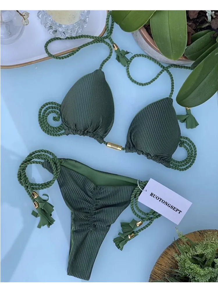 Sexy Bikini Push Up Women Swimsuit Thong Brazilian Bikini Swimwear Female Swimming Bathing Suit Beachwear