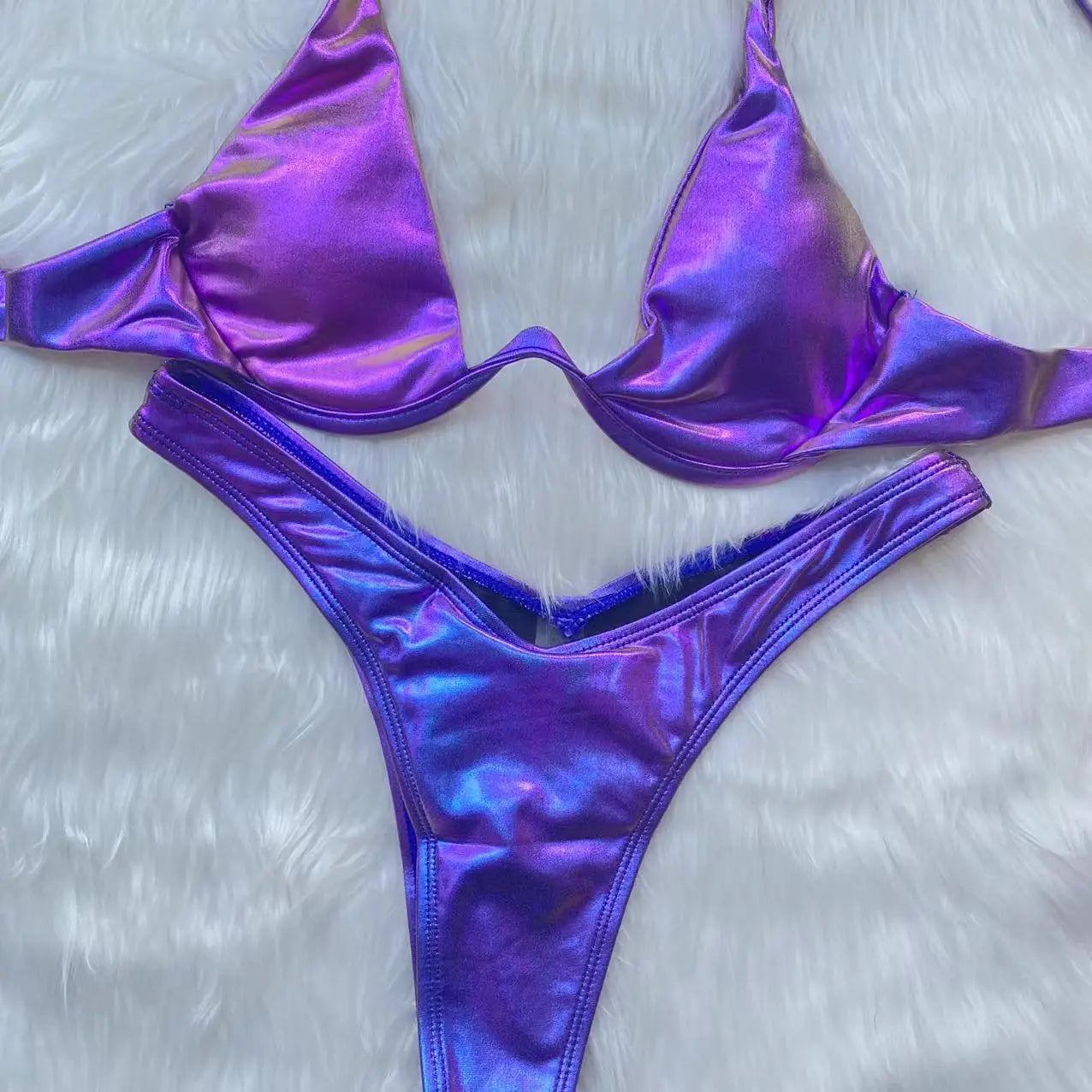 Sexy Triangle Bikini 2022 holographic Blue Push Up Extreme Thong Swimwear Brazilian Bandage Bathing Suit Swimsuit Micro Biquini