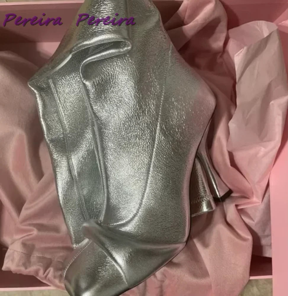 Solid Strange Style Knee-High Boots Square Toe High Heels Black Leather Women Winter Fashion Comfortable Botas 2025 New Shoes