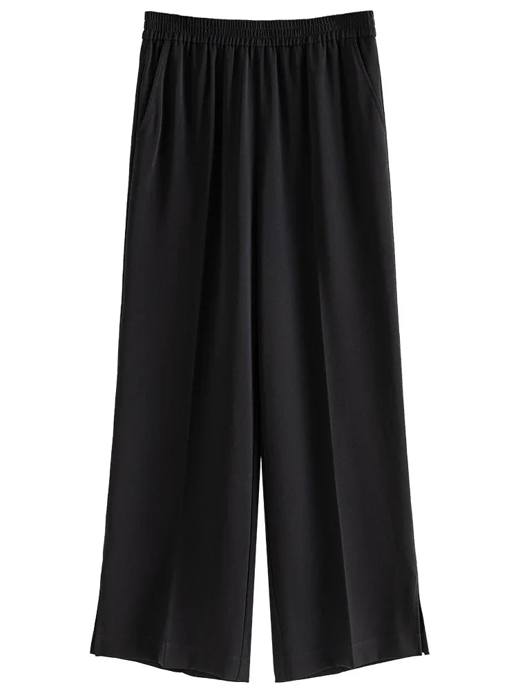 DUSHU Simple Commuting Style Versatile Straight Casual Pants for Women's Spring New High Waisted Long Trousers Female