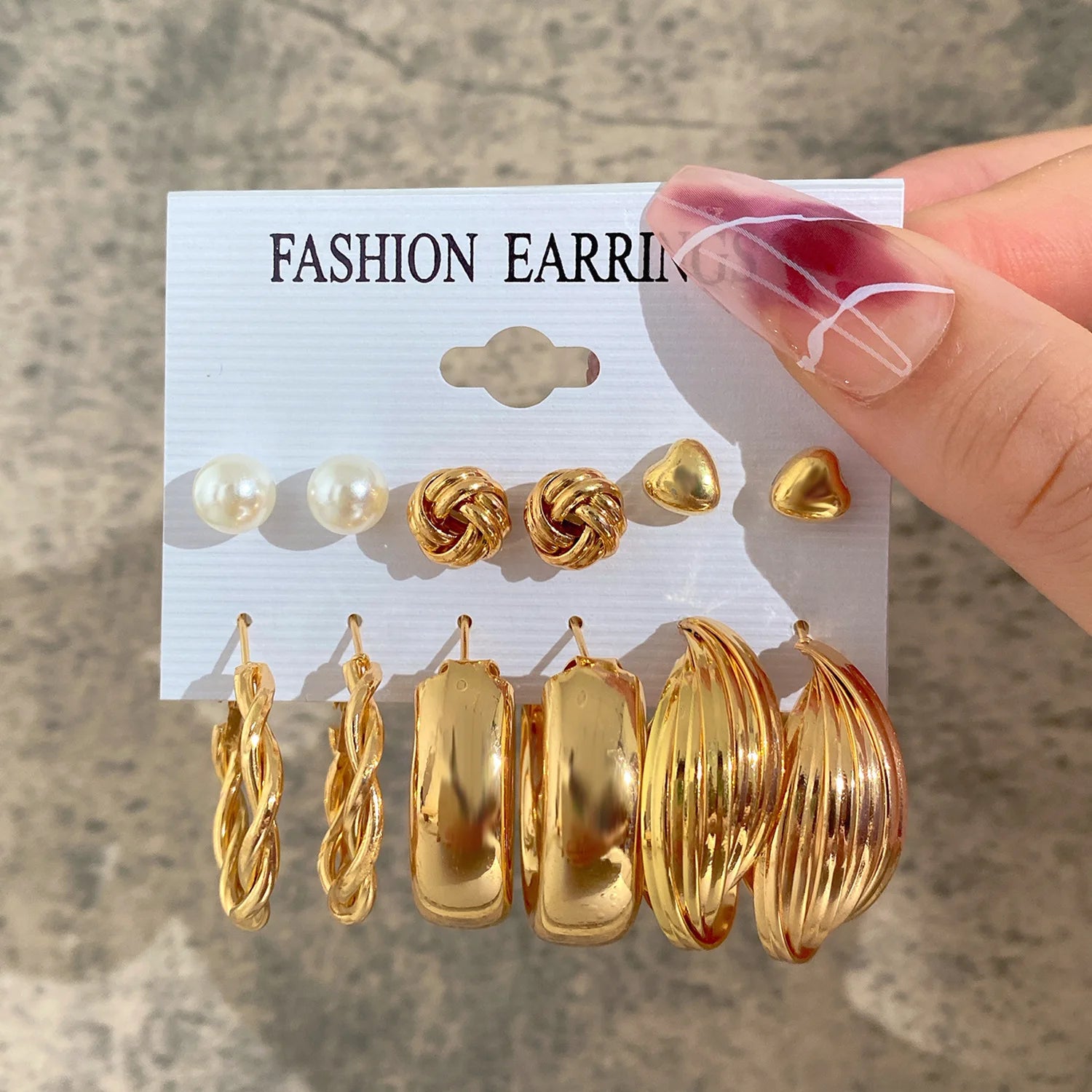 Gold Color Vintage Hoop Earrings Set for Women Boho Metal Circle Geometric Twist Pearl Dangle Earrings Trendy Jewelry Gifts AY 54198
