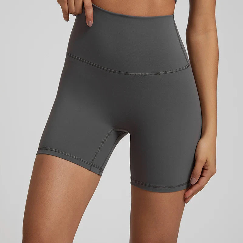 No Front Seam High Waisted Biker Shorts Sport Women Fitness Spandex Leggings Booty Buttery Soft Gym Workout Yoga Shorts 5 Inches Classic Grey