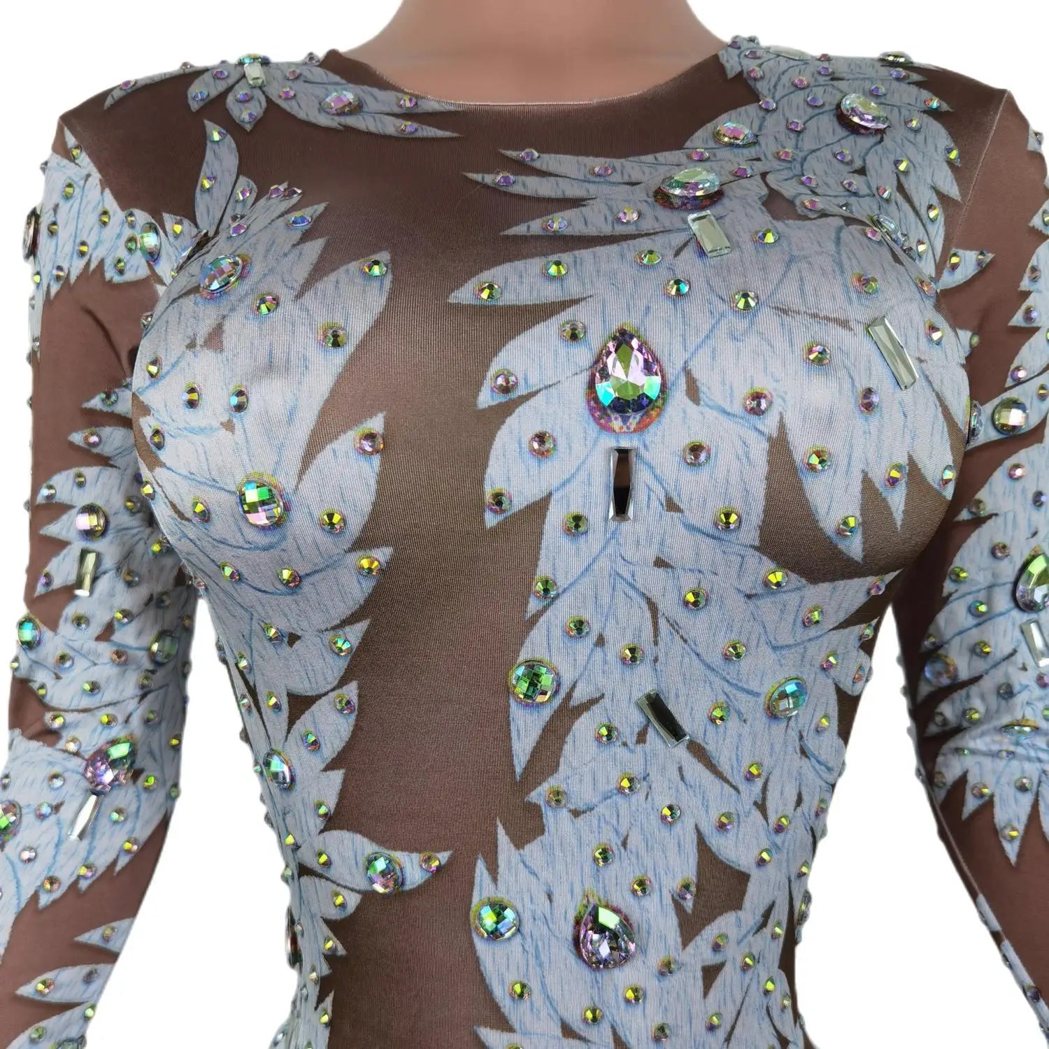 Fashion Printed Acrobatics Leotard Nightclub Pole Dance Clothes Stones Rave Outfit Festival Women Jumpsuit Stage Costume Baiyezi