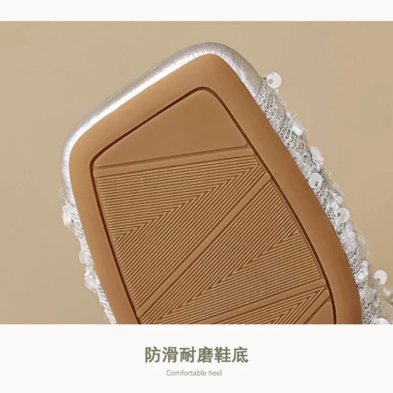 spring women's outdoor slippers Ladies casual mules Flat shoes Fashionable pearl design Work and party wear 41-43