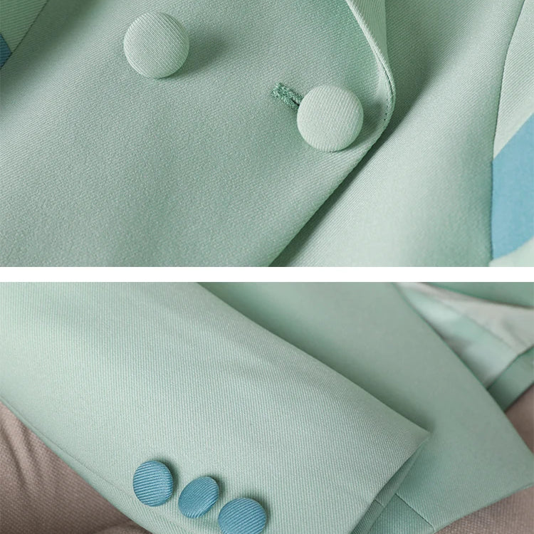 Spring Autumn Green White Women Slim Blazer Long Sleeve Single Breasted Office Ladies Business Work Wear Formal Jacket Coat