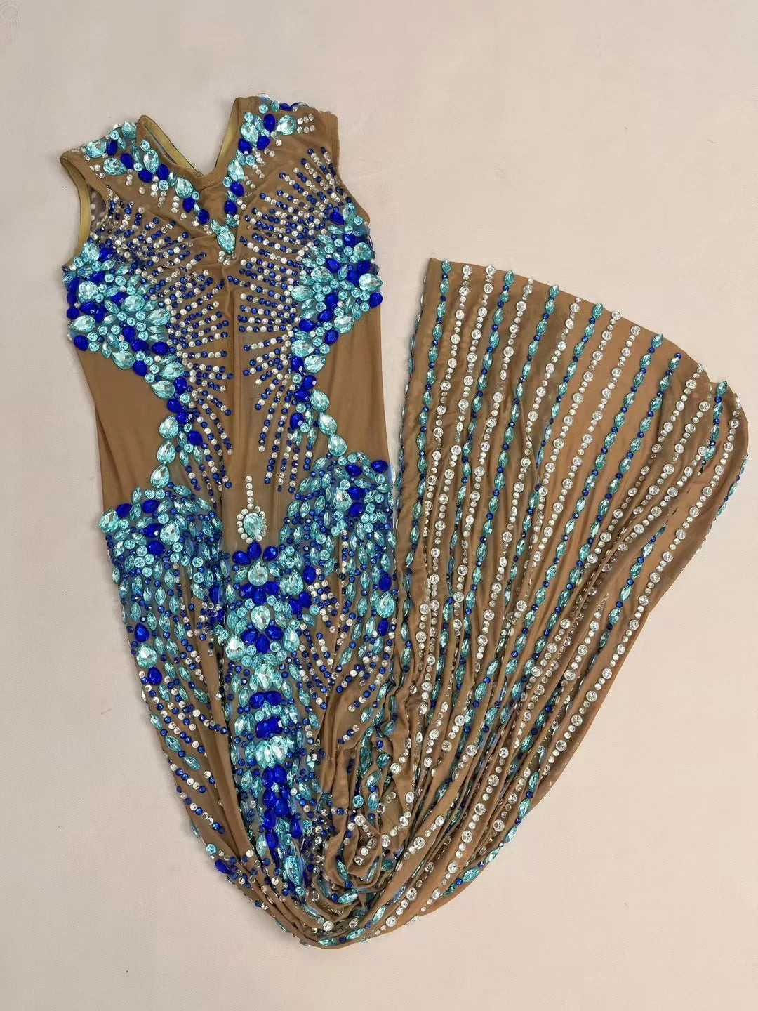 Sparkling Rhinestone See Through Mesh Evening Gown Birthday Celebrate Prom Sexy Long Dress Nightclub Cocktail Party Lantianyise