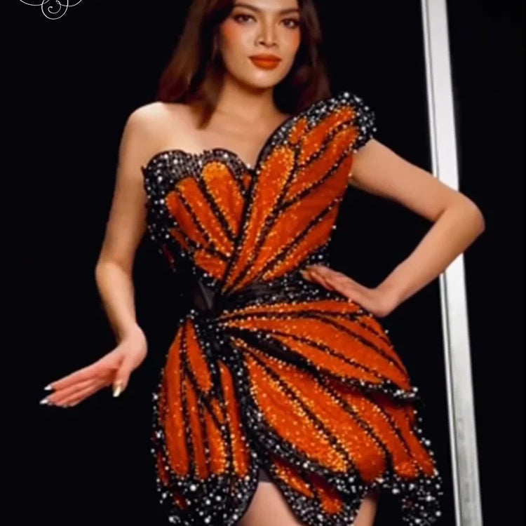 VC Luxury Dress For Women Beautiful Butterfly Shape Design Sequins Mini Celebrity Party Vestido 2023 New Trendy