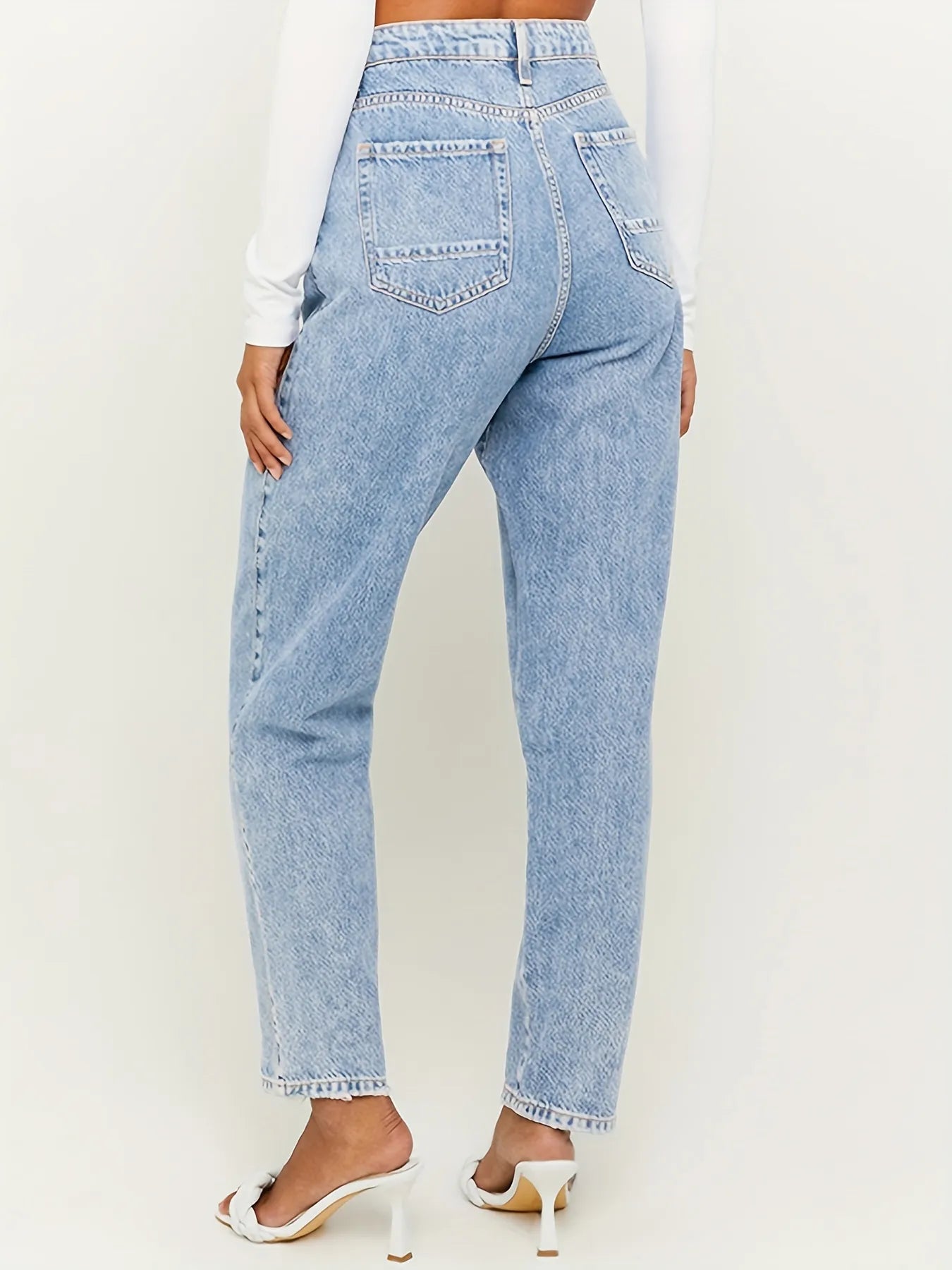 Women's Blue High Waist Straight Jeans royal blue