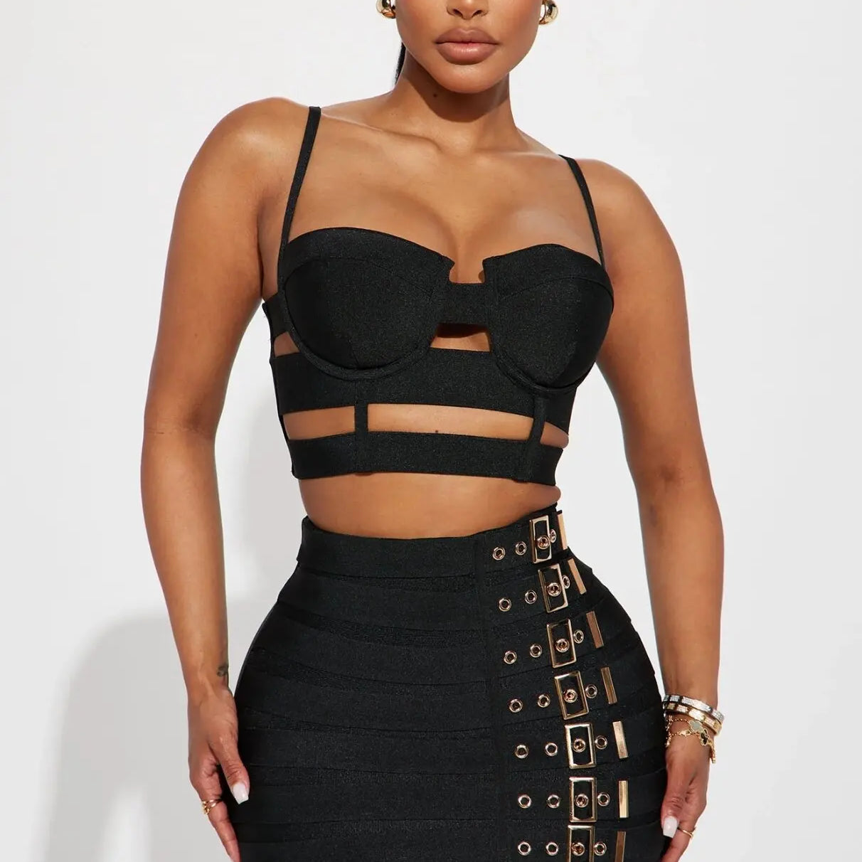 Women Sexy Bandage Tops Fashion Pencil Skirts Set Nightclub Party Celebrate Women's Set High