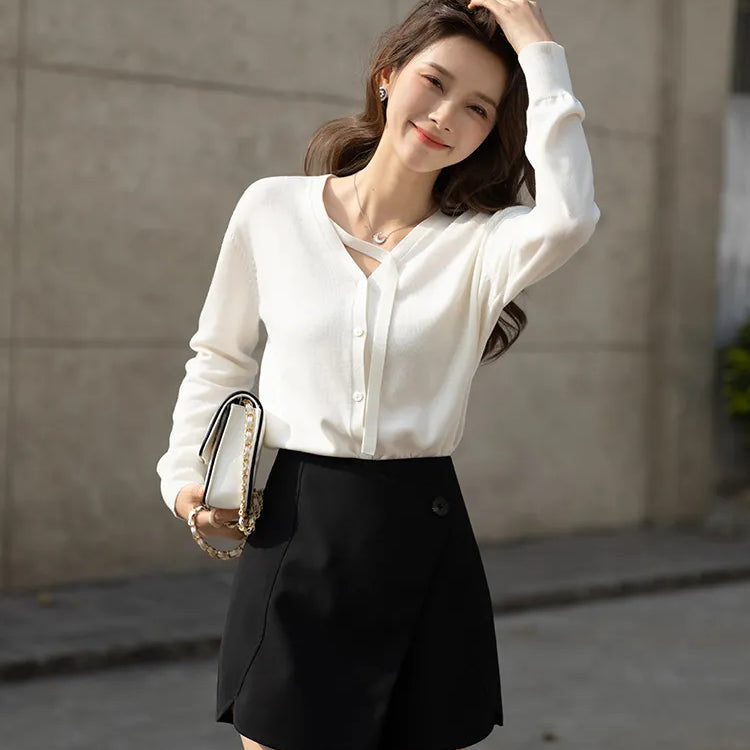 Sweater for Women Spring Long Sleeve New Elegant Fashion Knitted Shirts Female Cardigans