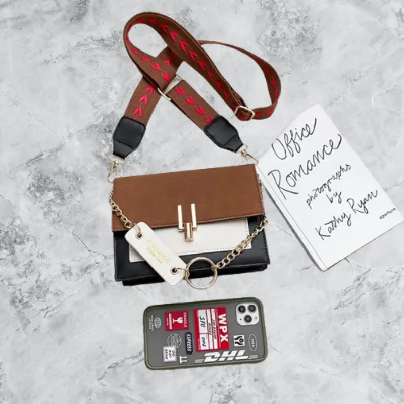 PU Small Bag Women's Wide Shoulder Strap Chain One-Shoulder Crossbody Bag