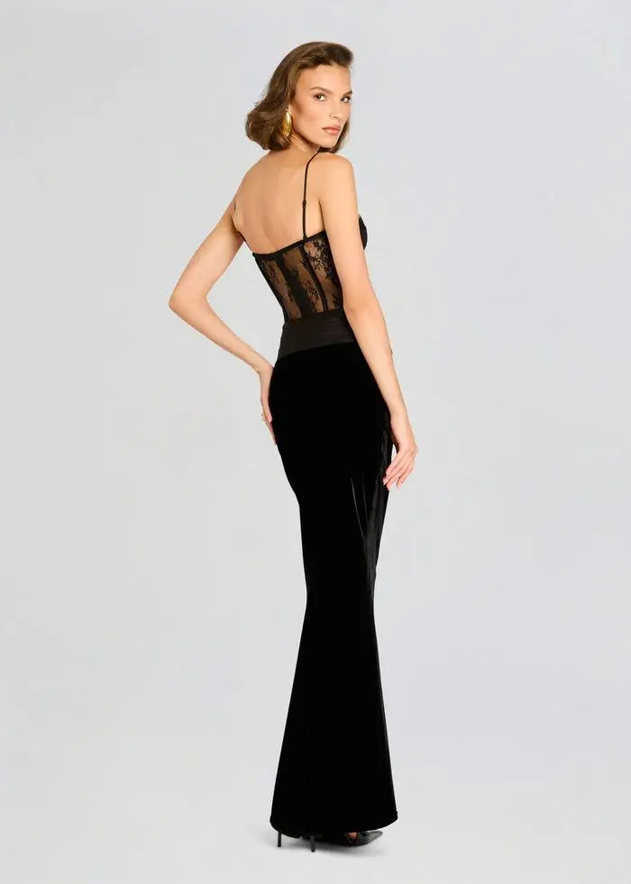 2025 New Black Women Sexy Strap Lace Fashion Bodycon Long Maxi Dress Celebrate Birthday Vacation Cocktail Outfit Vestido