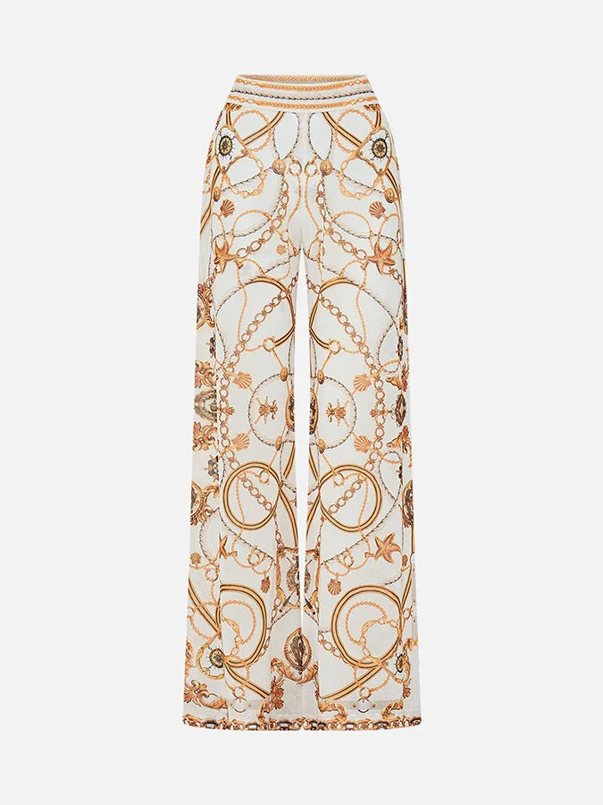 Courtl Vintage Gold Print One-piece Bikini Swimwear Costume Sexy Fashion Slim Fit Swimsuit With Long Trousers Beach Holiday 2024 GRAY