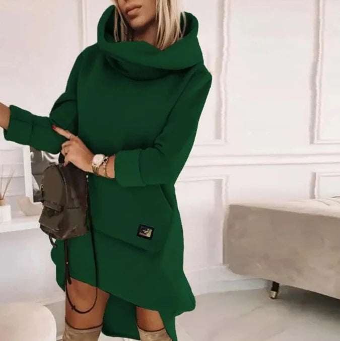 Elegant Dresses for Women Beaded Hooded Casual Sweatshirt Dress Autumn Winter Spring Fashion Casual Female Clothing E