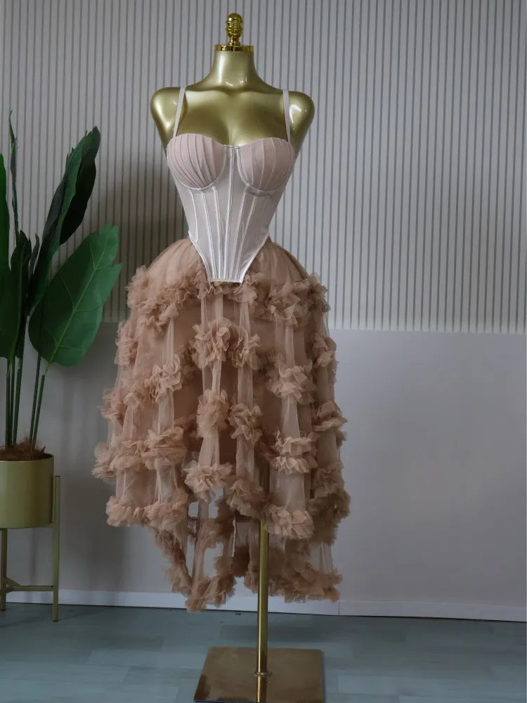 CM.YAYA Women's Dress Set Tunic Irregular Crop Top and Irregular Ball Gown Maxi Long Skirt Suit 2025 Two 2 Piece Set Outfits