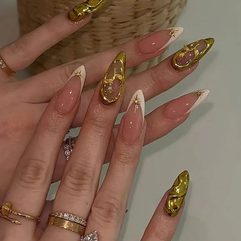 24pcs Black Cat's Eye Press on Nails Finished Ins Wearable False Nail Sets Love Design Stick on Nails Stilettos Fake Nail Tips
