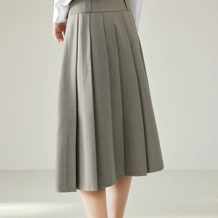 Vimly Elegant Work Flared Pleated Skirts for Women 2023 Fall Fashion Office Lady Woman Autumn A Line Midi Skirt Clothes M2935
