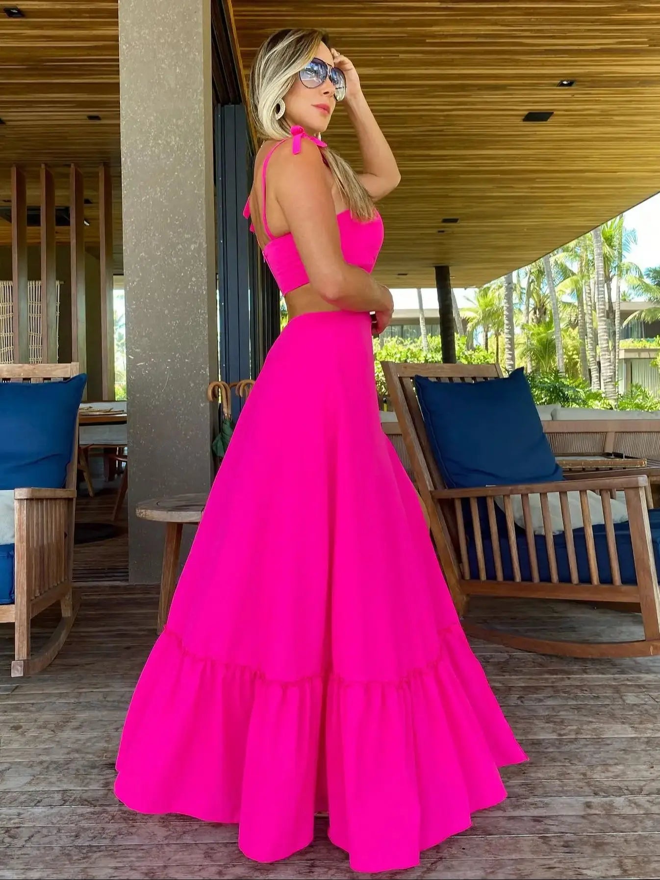Womens Dresses Summer Sexy Tank Top Woman Clothing Beach Dress Robe Casual Elegant And Pretty Women's Dresses Rose Red
