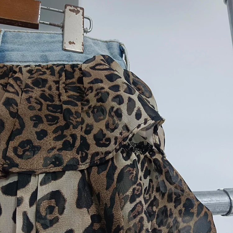 TWOTWINSTYLE Colorblock Designer Short Jeans For Women High Waist Spliced Denim Asymmetrical Designer Trousers Female Fashion