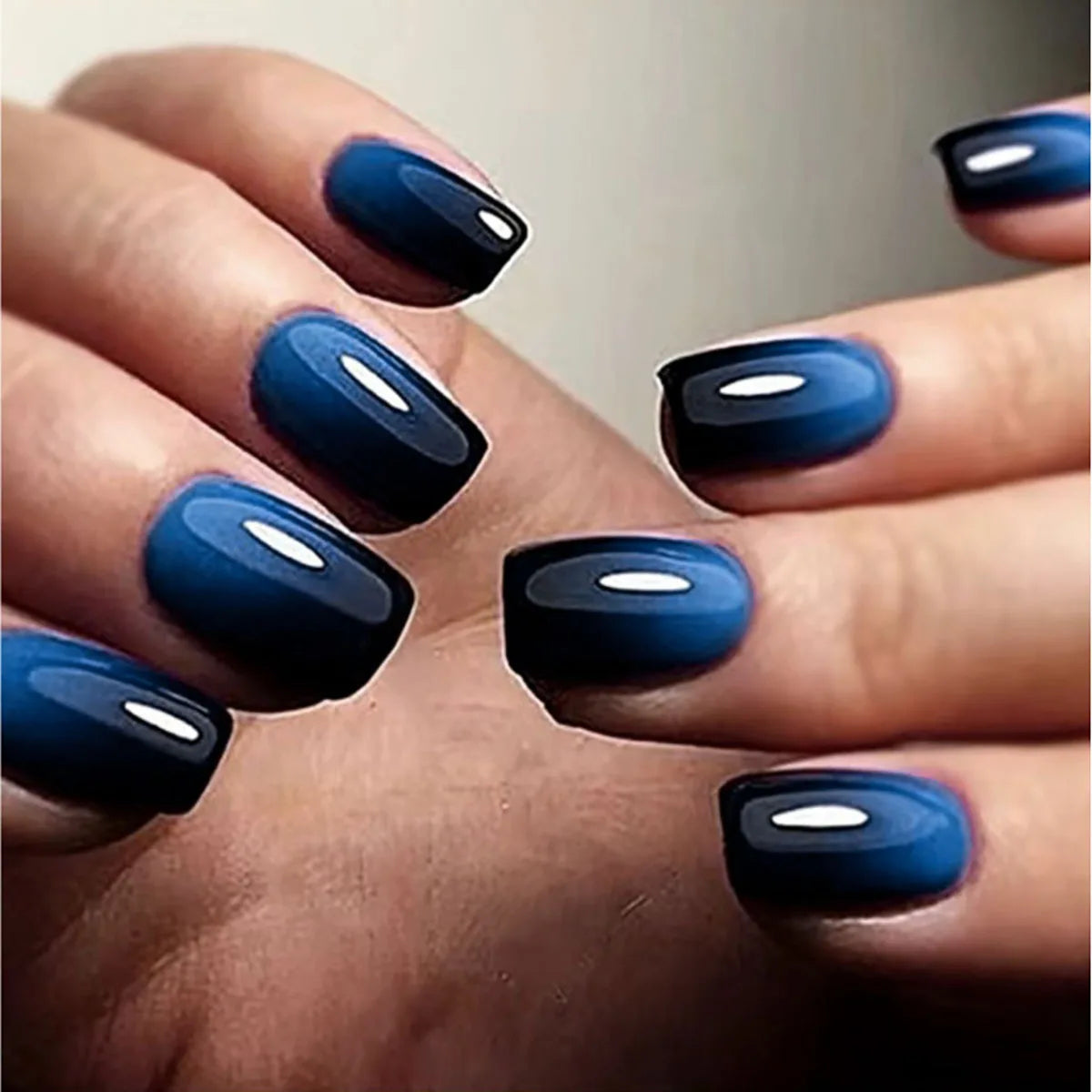 24pcs/set short square ballet fake nails gradient blue purple green pink autumn summer full cover nail tips press on false nail