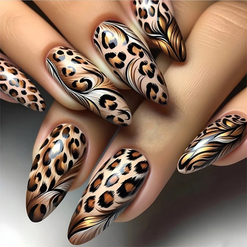 24pcs/set medium long fake nails for women starry star moon planet gradient glitter design almond ballet tip press on false nail