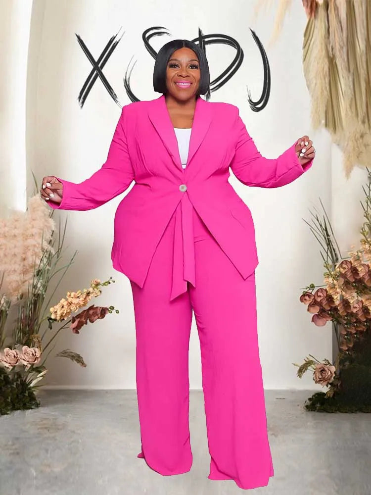 2 Piece Sets Women Outfit Winter Long Sleeve Sexy Pant Suits with Blazers Ladies Chic and Elegant Blazer Set Female Plus Size