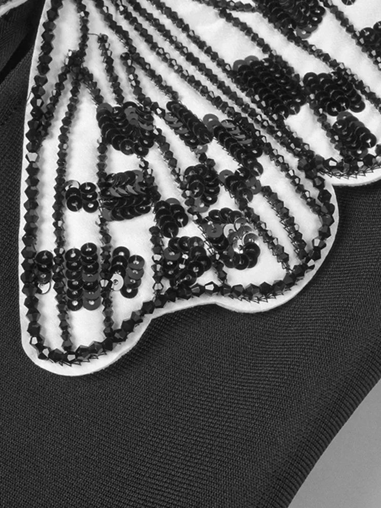 Women Sexy Strapless Backless Butterfly Patchwork Mini A Line Celebrity Bandage Dress 2025 Elegant Evening Club Party Outfit