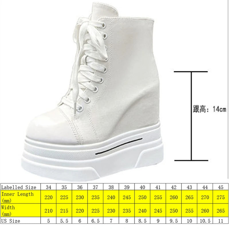 Fujin 14cm 2023 Denim Women Ankle Boots Platform Wedge Autumn Fashion Zip Super Hight Heel Women Fashion Lace Up Spring Shoes