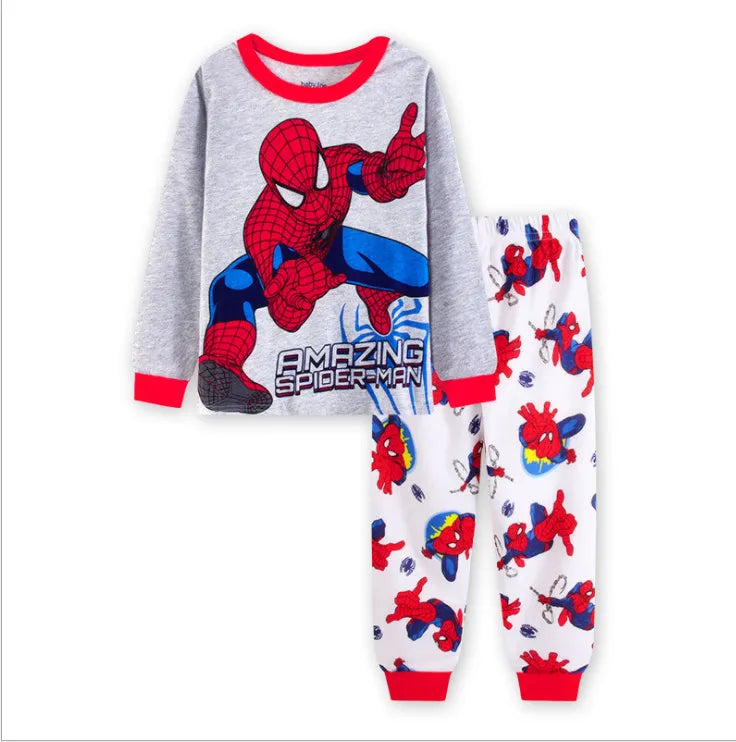 Children's Pyjamas Spiderman Iron Man Set Kids Sleepers Hero Collection Set Boys Girls Cartoon Long Sleeve Sleepwear 2-7T 106