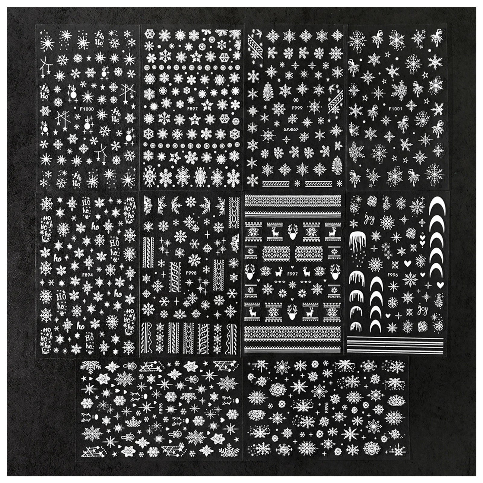 10Pcs Winter White Snowflake/Deer Nails Stickers Christmas Party Self Adhesive Nail Art Decoration DIY Charm Manicure Decals